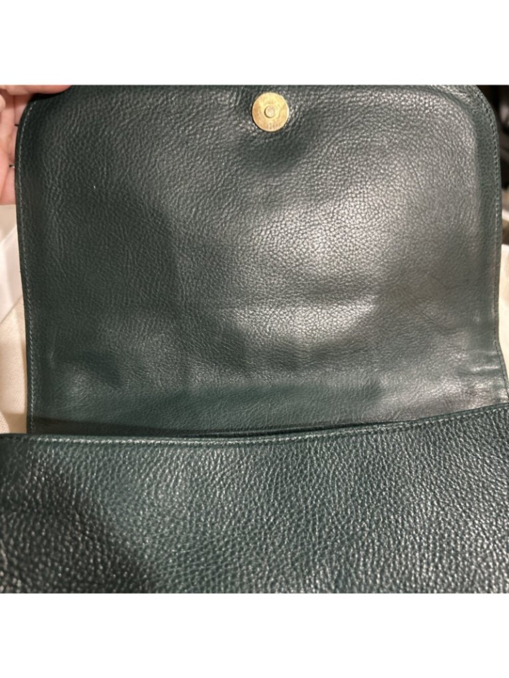 VTG BALLY Green Pebbled Leather Crossbody Bag Gold Logo Made in Italy Dust Bag - Picture 5 of 16